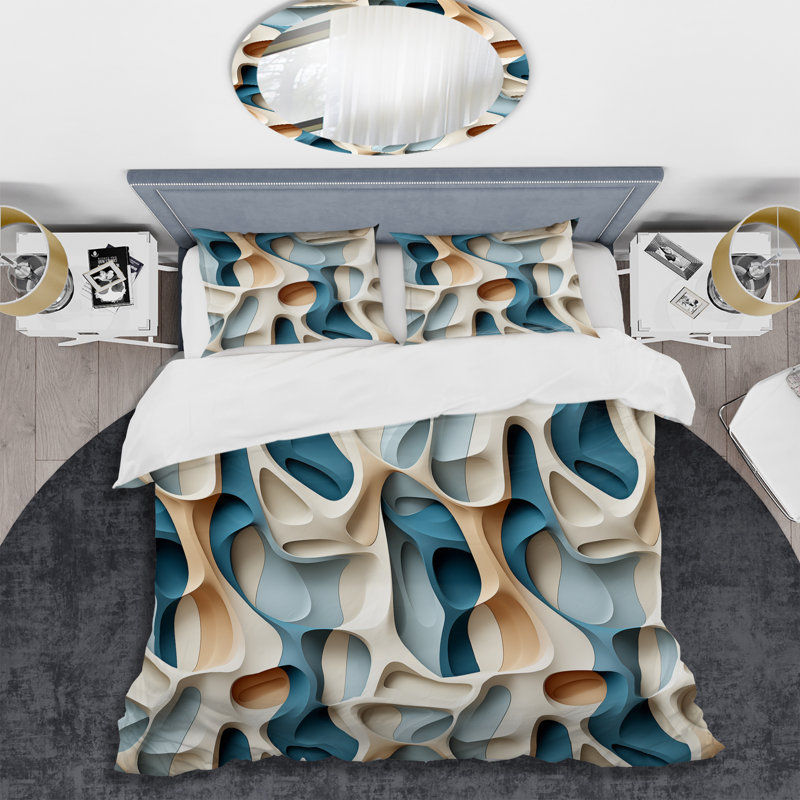 Ensemble de housse de couette Sculptural Elegance I - Abstract, Housse de couette pour grand lit et 2 taies décor