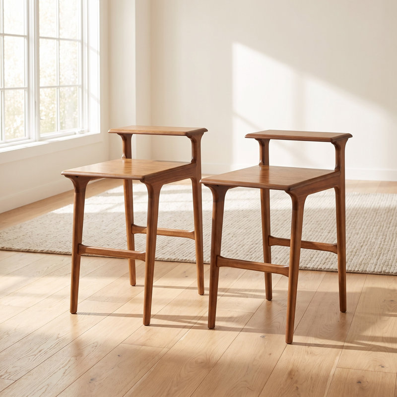 Ensemble de 2 tables de bout Mid-Century Modern, Cannelle