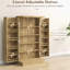Armoire de rangement Kitchen Pantry, 41 po, 12 tablettes à 5 portes, 5 tablettes réglables, armoire naturelle, bois
