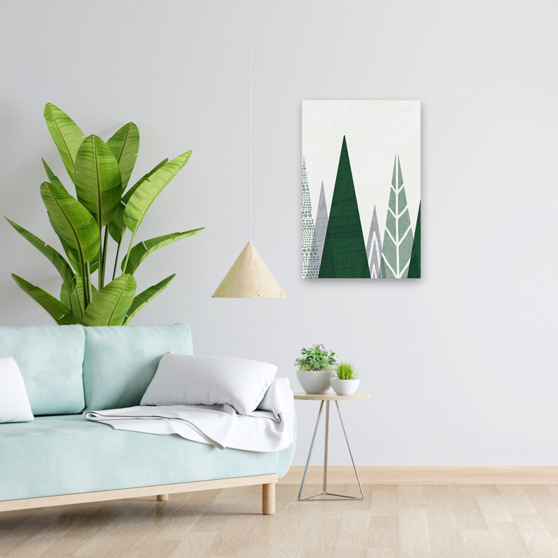 Forêt scandinave et minimaliste géométrique II, H 24 po x l 16 po