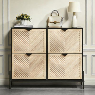 Slim Flip-Drawer Shoe Cabinet With 4 Compartments – Space-Saving Entryway Storage Unit