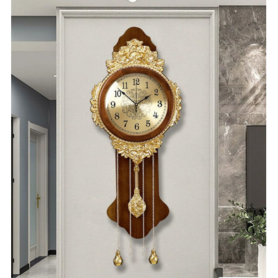 37.4" Brown Golden Metal Free Form Wall Clocks