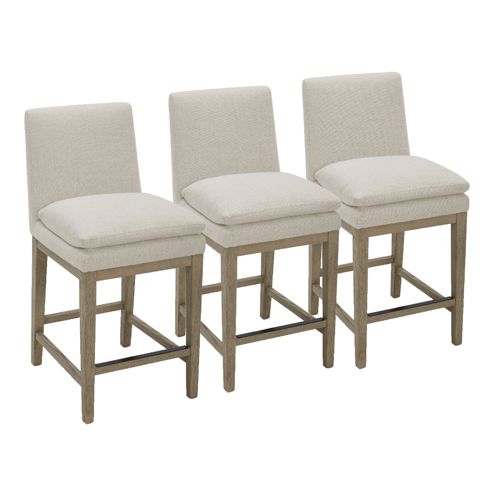 Bethea Upholstered Counter Stool (Set of 2), Effie Linen Performance Linen