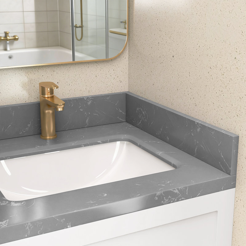 Comptoir de meuble-lavabo latéral en pierre reconstituée l 21 po x H 4 po gris poli pour comptoir de salle de bain, rebord de fenêtre, transition de porte