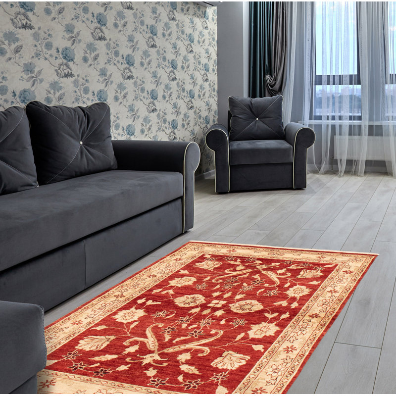 Tapis rouge foncé 4 pi 0 po x 6 pi 0 po Peshawar Oushak