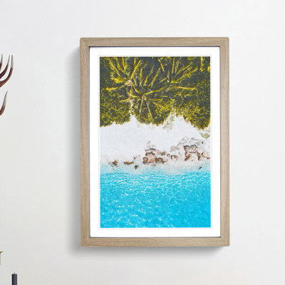 Palm Trees by the Beach in the Maldives - Picture Frame Painting Print on MDF
