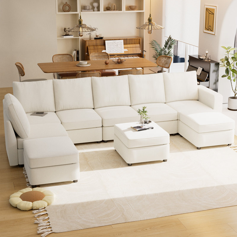 Canapé modulaire 9 pièces VINGLI, Polyester beige