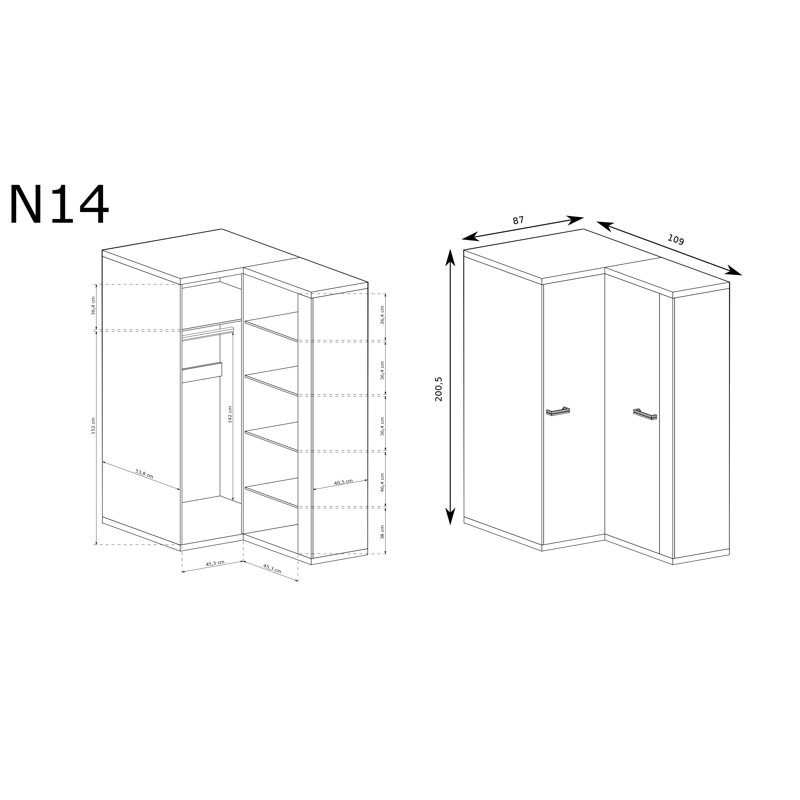 Corner Wardrobe Natural