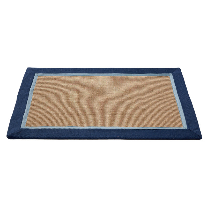 Tapis en jute Bayside, L 22 po x L 34 po, Bleu marine / naturel