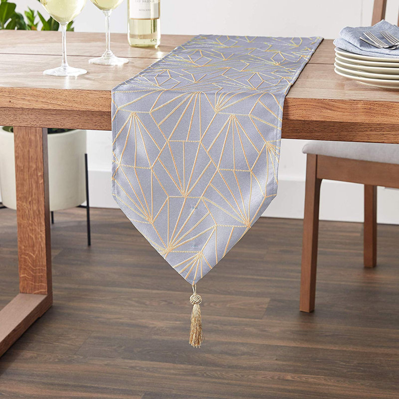Chemin de table abstract haxegon design Swink, Bleu