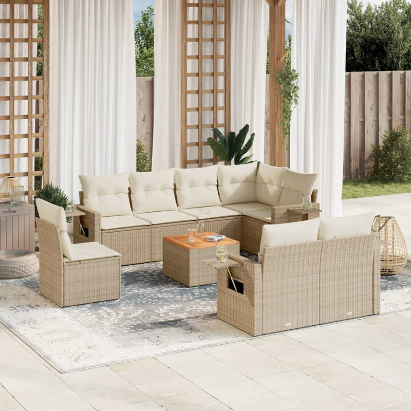 Vidaxl Garden Sofa Set Beige Poly Rattan Large Modular Garden Sofa Set