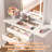 Vanity Set For Small Bedrooms - Small Space Makeup Vanity With Stool, Compartmentalized Drawers & 20Cm Foldable Side Tables (Left And Right)