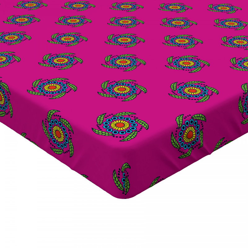 Microfiber Floral Fitted Sheet, Queen Fitted Sheet, Pink Ethnic Floral