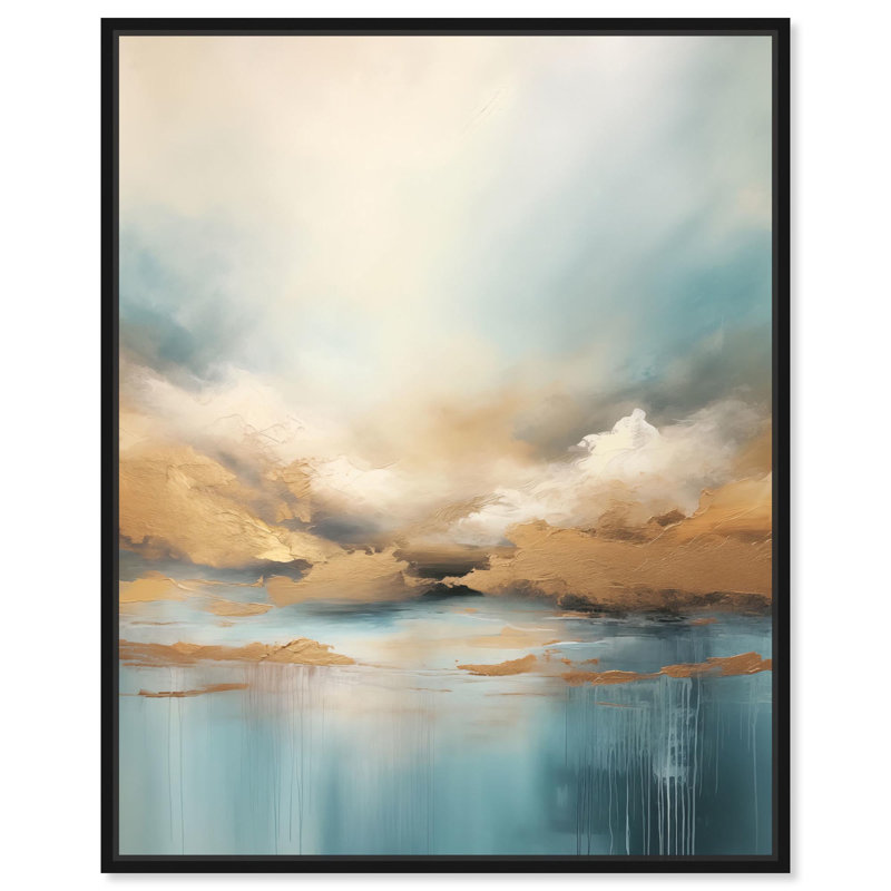 «Cloudscape in Gold I» par Art Remedy, Noir, H 21 po x l 17 po, Cadre flottant
