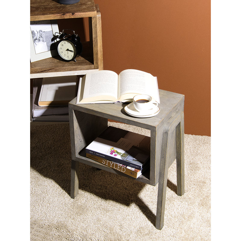 Table de bout avec rangement Oakhaven, Gris