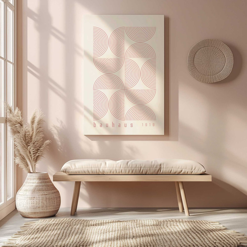 Bauhaus Flow, Beige / Rose, H 30 po x l 20 po, Toile tendue