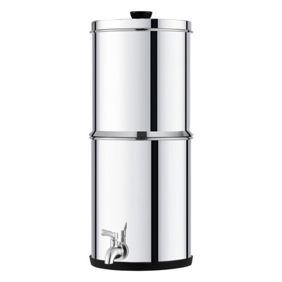 Unité de purification d'eau, conduite par gravité, conception de table en acier inoxydable 304 de 1,5 G, purificateur d'eau, minimise le plomb et élimine jusqu'à 99% du chlore, comprend 2 filtres à charbon et un robinet, idéal pour la maison, le cam