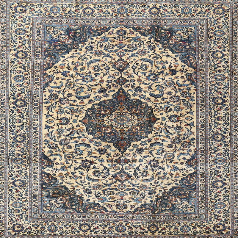 Tapis traditionnel beige / noir Gismondo, Carré 5 pi