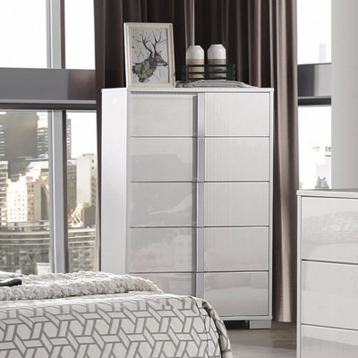 Contemporary Style 1Pc Chest Uv Finish Chrome Legs And Vertical Handles Ball Bearing Glides