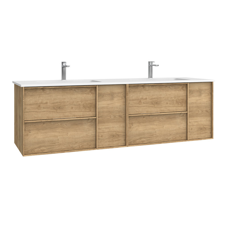 Meuble-lavabo mural Palma, Chêne naturel, 63"
