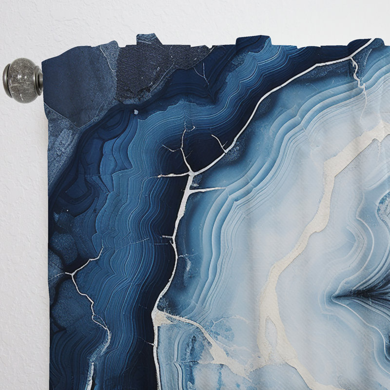 Cesura Blue Stone Geode Painting - Traditional Velvet Curtain - Room Darkening - 1 panel, 52" W x 84" L