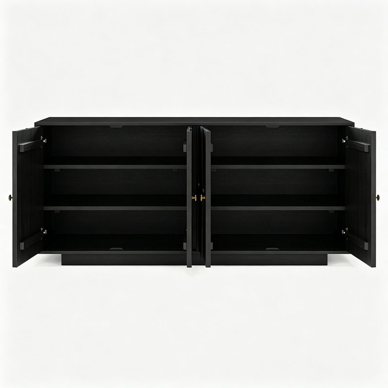 Armoire française à texture géométrique noire, H 32,68 po x l 78,74 po x P 18,11 po