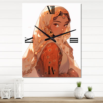 Portrait d'une jolie princesse Musulmane VI - Horloge murale surdimensionnée