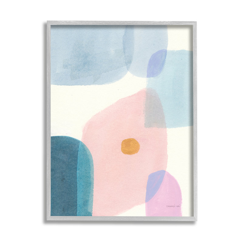 «Pastel Geometric Shape Abstraction Soft Blue Pink Yellow» par Danhui Nai, reproduction d'art sur toile, H 14 po x l 11 po