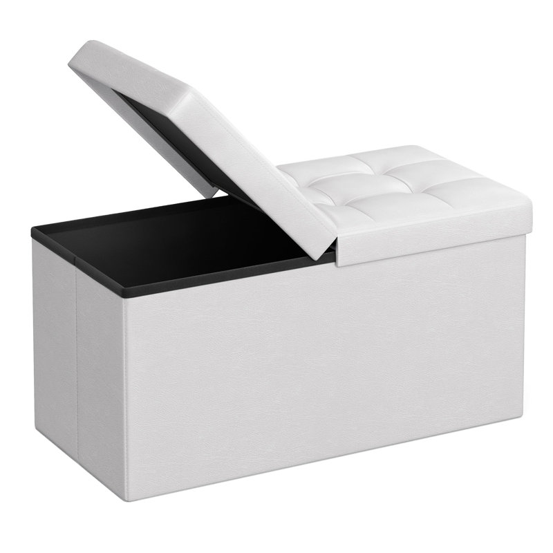 Folding Storage Ottoman, 15"H x 30"W x 15"D,  White