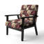 Fauteuil d'appoint rembourré en velours Renaissance de pivoines rouges à motif botanique II