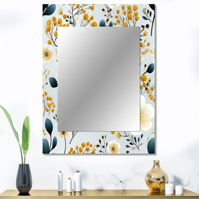 Literie florale minimaliste blanche et beige Frode - miroir mural floral unique