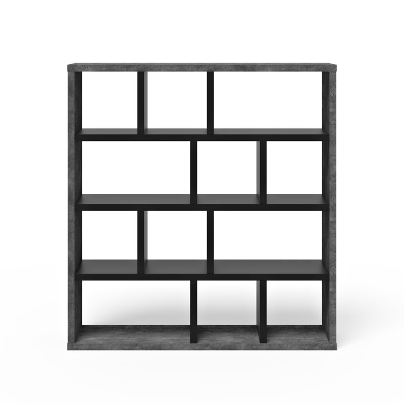 Shanisha 159cm H x 150cm W Standard Bookcase, Grey/Black