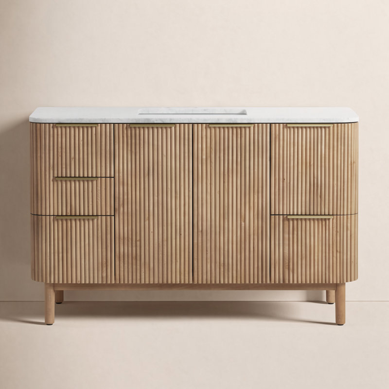 Nova 48" Marble Top Single Sink Vanity, Reeded Birch