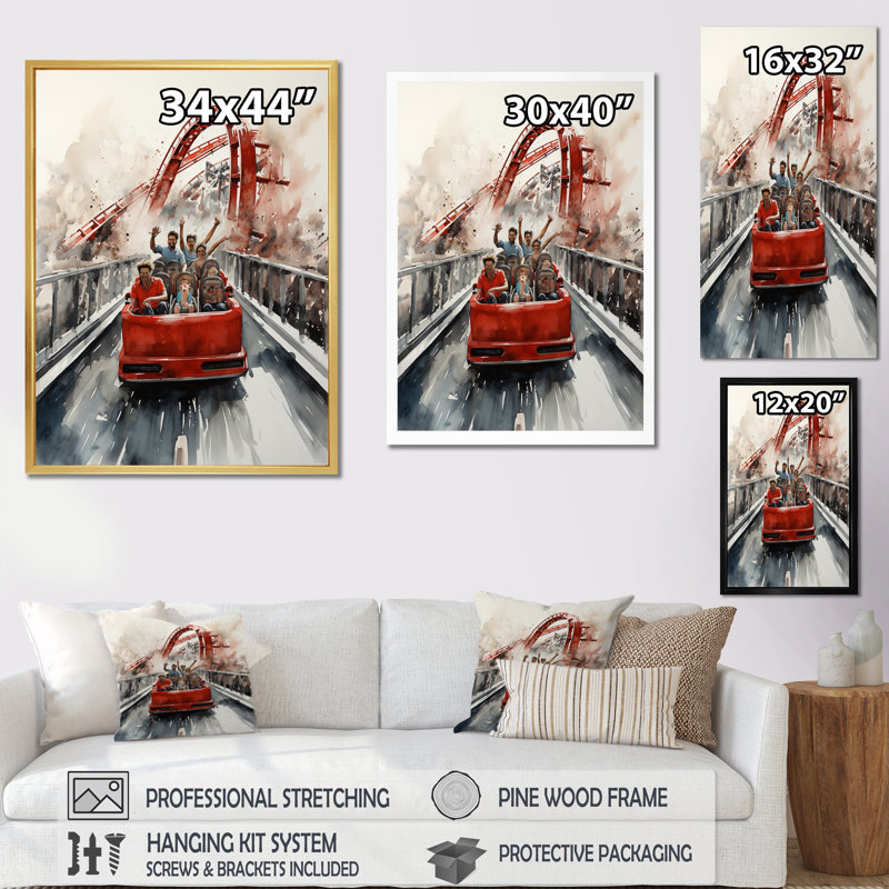 «Lonnia Rollercoaster Thrill Seekers Delight III», reproduction sur toile, H 40 po x l 30 po x P 1,5 po, Cadre photo blanc