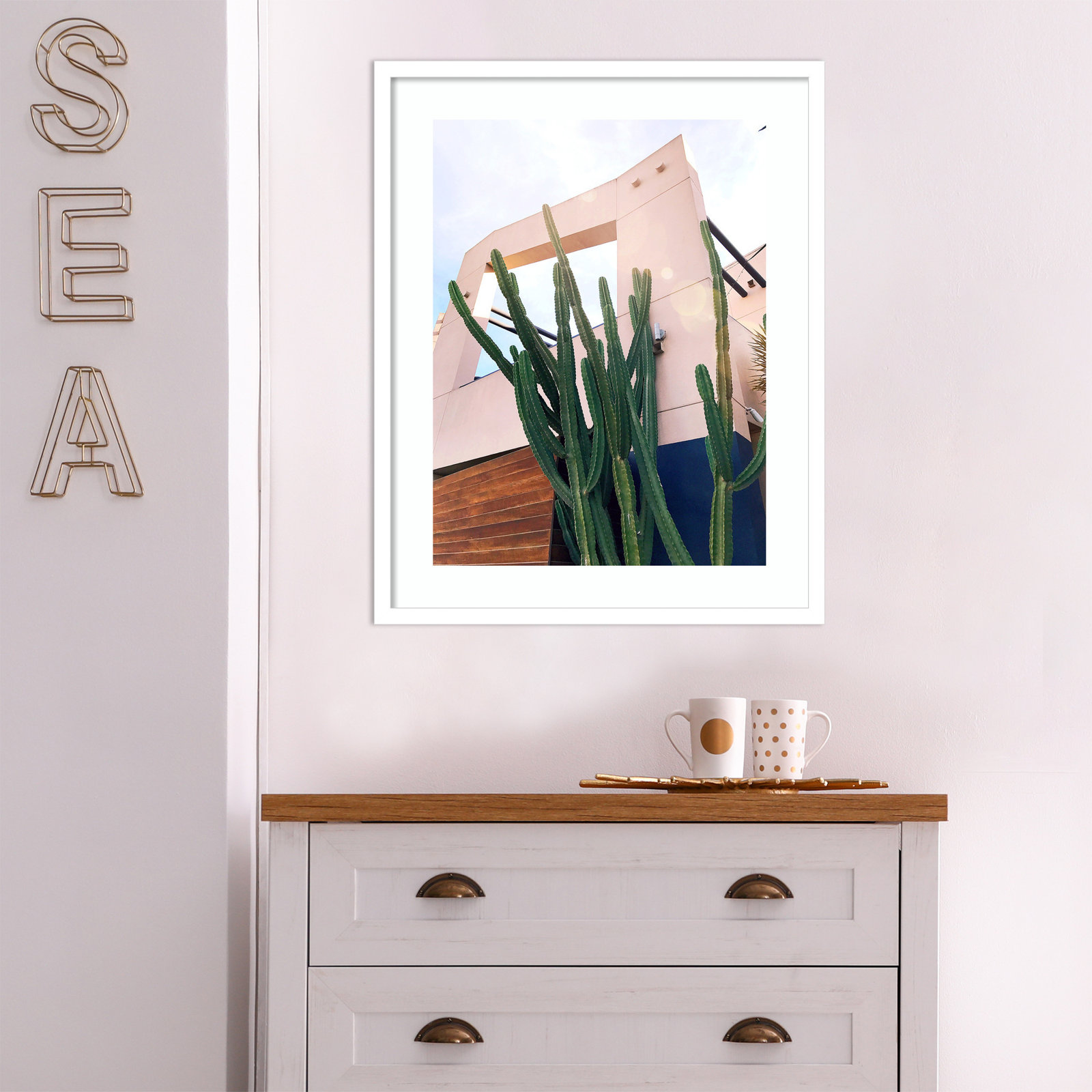 Abbot Kinney Blvd Photo Print, White Framed, 25.38" H x 20.38" W x 0.875" D
