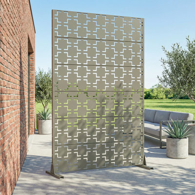 Privacy Metal Screen Fence Panel Horizontal Stripe Pattern