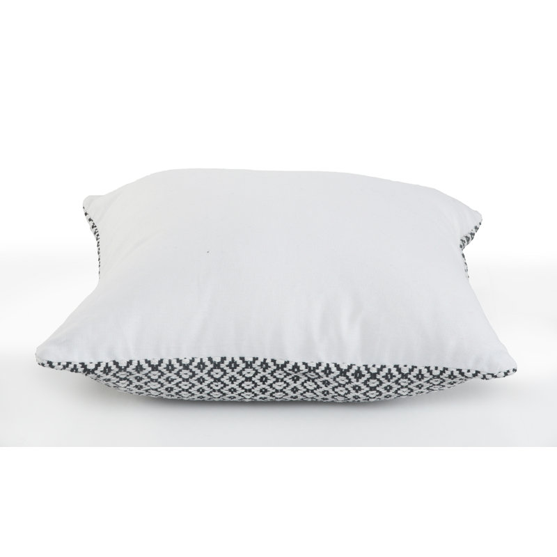 Black and White Cotton Geometric Square Throw Pillow