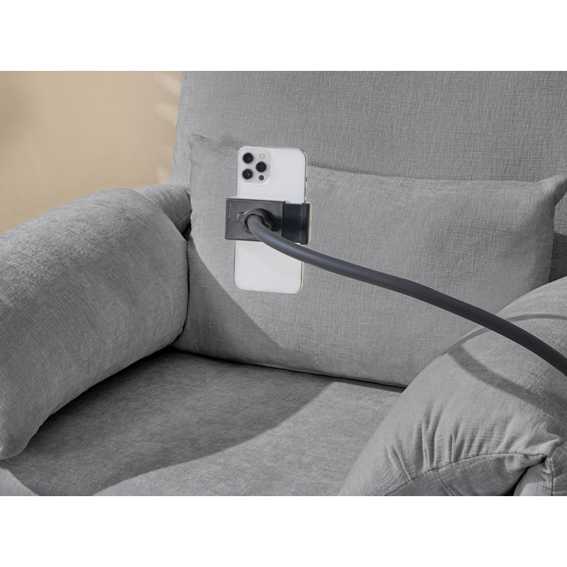 Upholstered Chaise Lounge, Gris