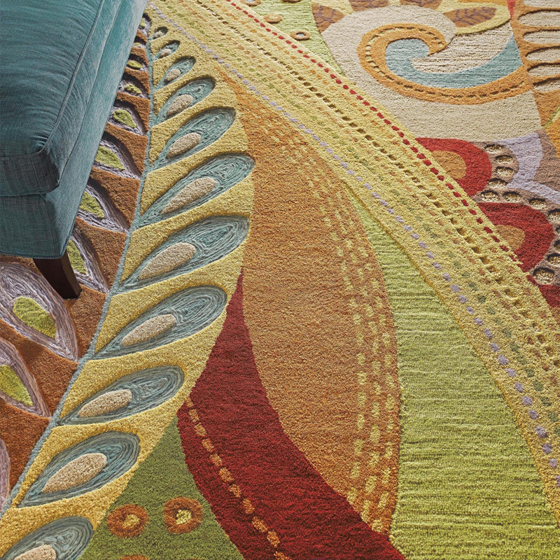 Art Soul Handmade Tufted Wool Yellow/Green Area Rug, Runner 2'6" x 8'