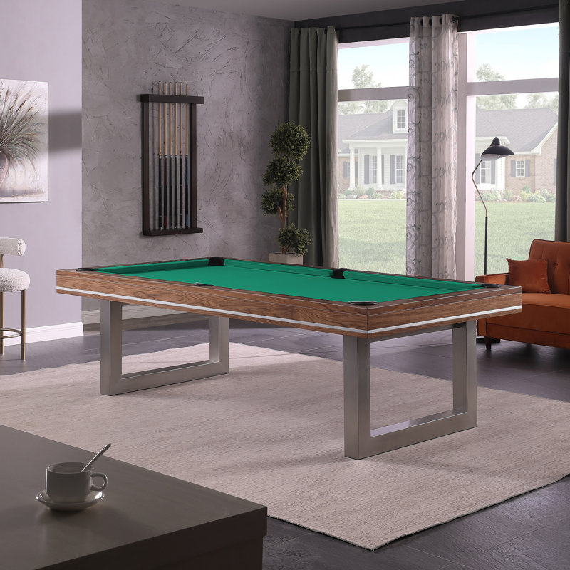 Table de billard en bois massif Harmony, 7 pi, Vert jaune, Noyer naturel