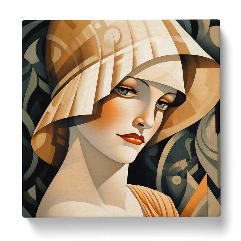 Art Deco Woman Realism No.1 - Print, 35cm H x 35cm W x 3cm D