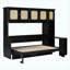 Lit escamotable double avec bureau et armoires en rotin, lit mural peu encombrant, noir