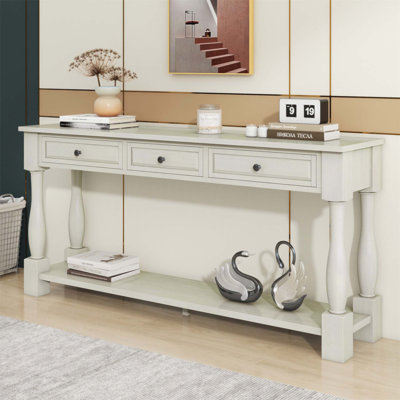 Console extra-longue de style méditerranéen avec tiroirs et tablette pour un rangement et une présentation élégants dans les entrées, les couloirs et les salons