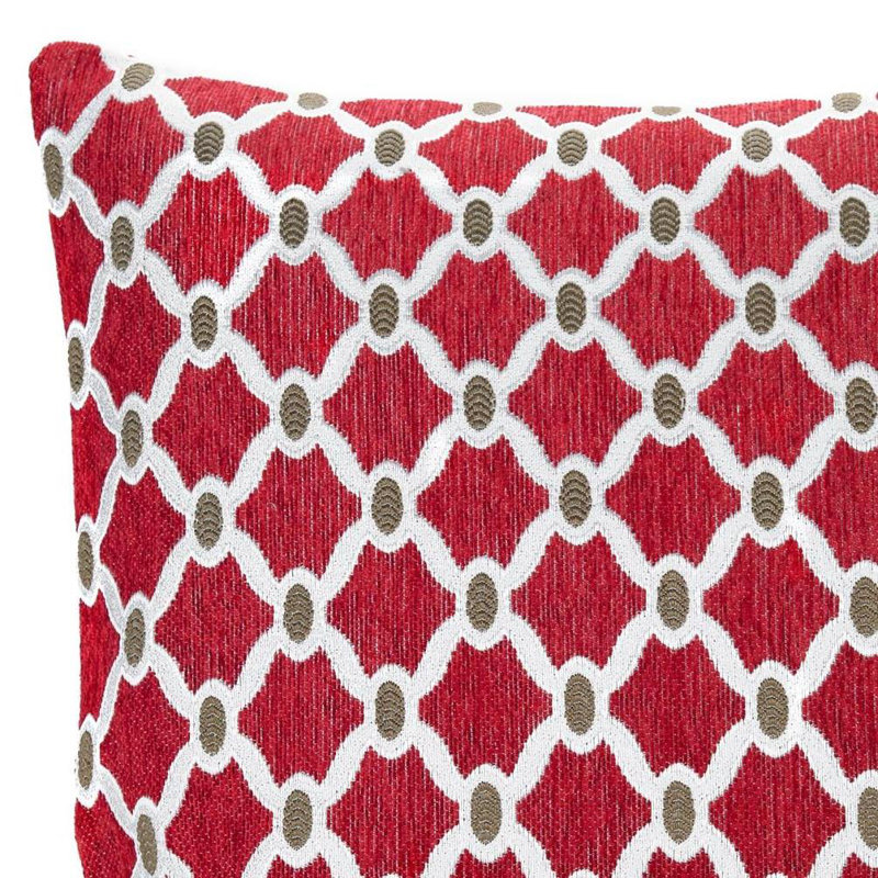 Beauville Geometric Square Cushion, 45 x 45cm, Red