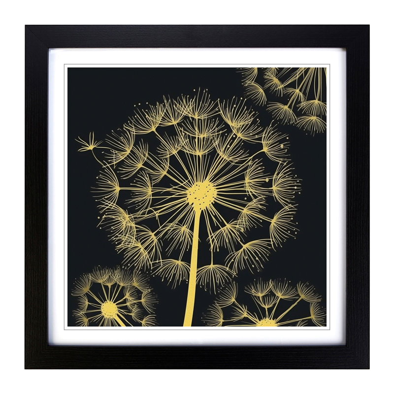 Dandelion Art Deco - Framed Print, Black