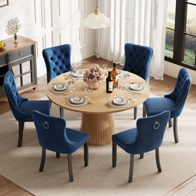 Ensemble de table de salle à manger ronde avec 4 chaises capitonnées rembourrées, ensemble de table de salle à manger de style Mid-Century pour coin-repas de cuisine
