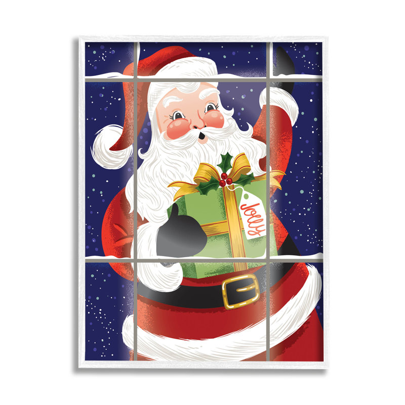 Fenêtre rétro «Jolly Santa» par Arrolynn Weiderhold, impression sur bois, H 30 po x l 24 po x P 1,5 po