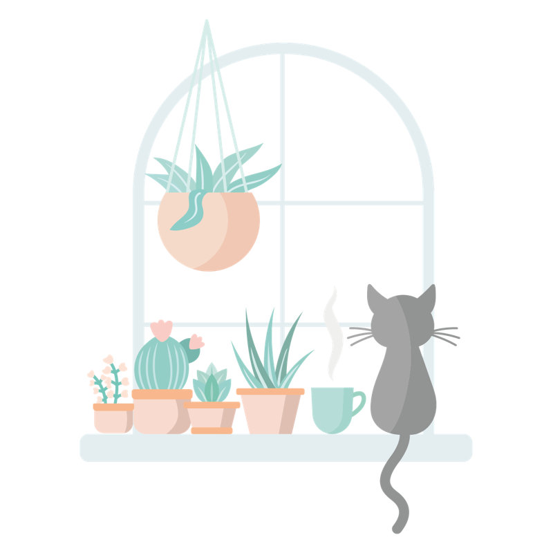 Adhésif décoratif chat et fenêtre