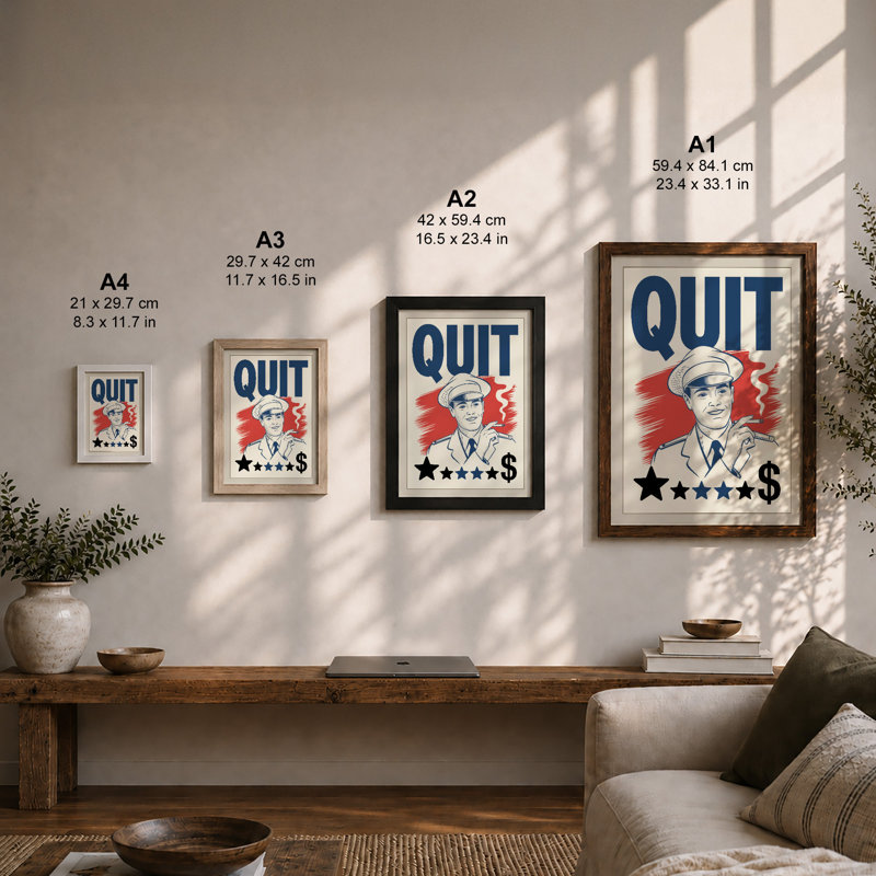 Quit Campaign Retro - Framed Print, Unframed, A3 - 42.0 x 29.7 cm