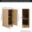 Armoire de rangement autoportante 12 po mince, chêne clair, porte simple, organisateur étroit pour économiser de l'espace, KD, comprend poignées en aluminium noir et brossé